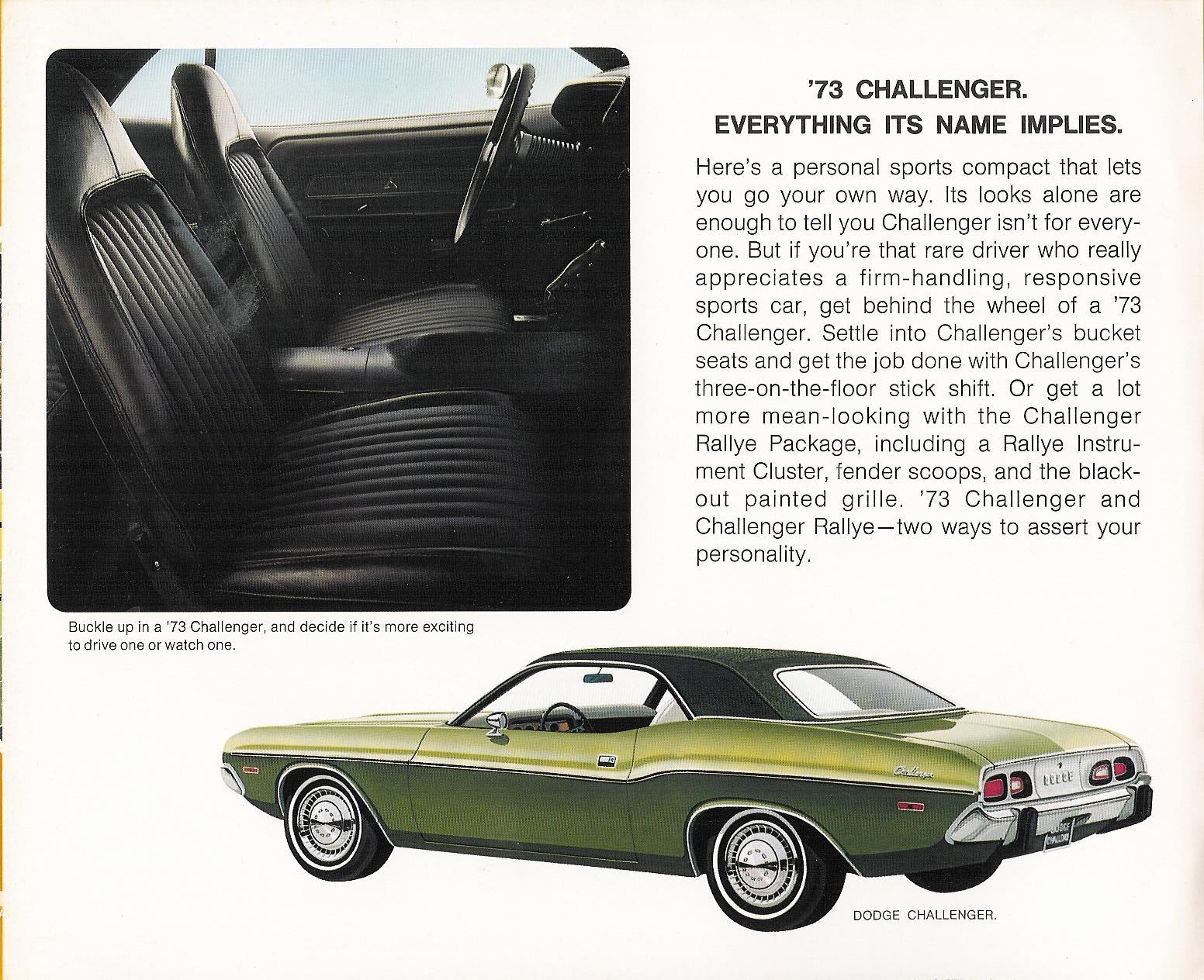 1973 Dodge Challenger Brochure Page 2